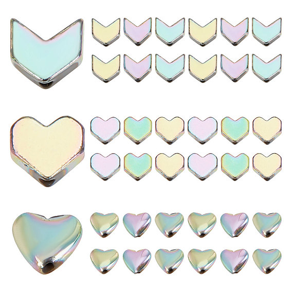 150Pcs 3 Styles Electroplate Non-magnetic Synthetic Hematite Beads, Arrow & Heart