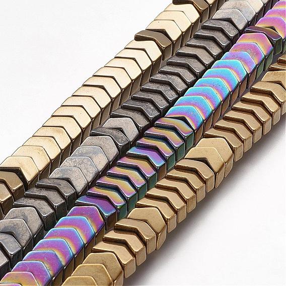 Non-magnetic Synthetic Hematite Beads Strands, PVD Vacuum Plating, Grade A, Arrowhead