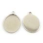 Pendant Cabochon Settings, Milled Edge Bezel Cups, 304 Stainless Steel, Oval