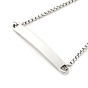304 Stainless Steel Rectangle Link Slider Bracelet with Crystal Rhinestone and Box Chains for Women