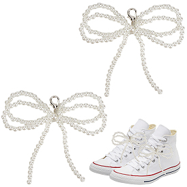Пластиковые подвески-бантики для обуви с имитацией жемчуга, украшения для обуви, с застежкой из сплава