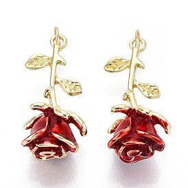 Латунь эмаль подвески, с целью перехода в кольце, без кадмия и без свинца, выросли прелести, реальный 18 k позолоченный