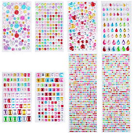 8 шт. 7 стили акриловые стразы самоклеящиеся наклейки, Водонепроницаемые блестящие наклейки с гранеными сердечками и кристаллами для декоративных подарков на вечеринке