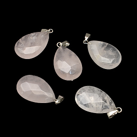 Подвески с гранеными плоскими каплями, с латунной фурнитурой платинового цвета, 27x16x6 мм, отверстие : 6x2 мм