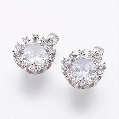 Латунные микро проложить кубического циркония прелести, плоско-круглые