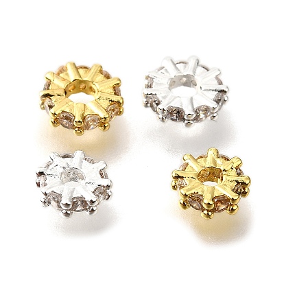 Плоский круглый латунь микро проложить кубический цирконий spacer бисер, стойки покрытие, долговечный