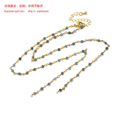 Création de collier, Collier en laiton, avec pierre naturelle, crémaillère plaquage, plaqué longue durée, réel 18 k plaqué or