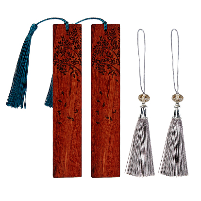 DIY Wood Bookmarks, with Tassel Pendant Decoration and Polyester Tassel Big Pendant Decorations