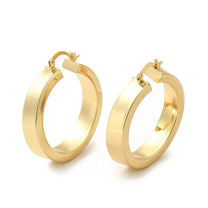 Rack Plating Brass Flat Hoop Earrings for Women, Lead Free & Cadmium Free