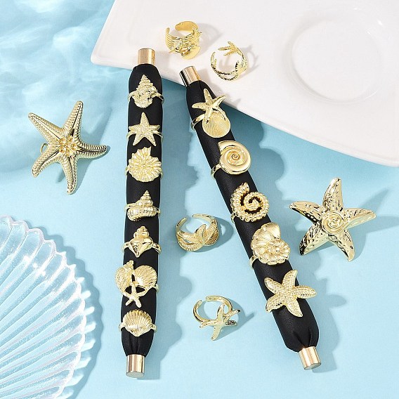 Латунные манжеты с океанской тематикой, реальный 18 k позолоченный