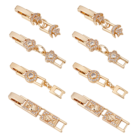 8 шт. 4 стили латунь микропаве прозрачный кубический цирконий складные застежки
