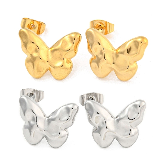 Бабочки 304 из нержавеющей стали шпильки уха, серьги-гвоздики для женщин