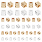 140Pcs 6 Styles Brass Beads, Long-Lasting Plated, Cube