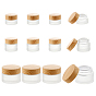 Glass Frosted Bottle, with PP Screw Cover, with Wooden Pattern, Refillable Cosmetic Bottle, Column