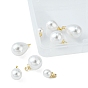 8Pcs 4 Styles ABS Plastic Imitation Pearl Charms, with Brass Findings, Round & Teardrop