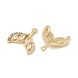 Brass Micro Pave Clear Cubic Zirconia Charms, Long-Lasting Plated, Fishtail