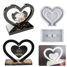 Moldes de silicona para marco de fotos de corazón diy, moldes de resina, para resina uv, artesanías de resina epoxi