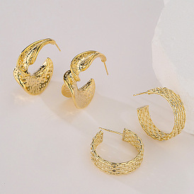 18K Gold Plated Geometric Earrings for Women - Unique and Fashionable Metal Ear Accessories