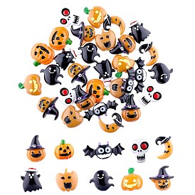 Resin Cabochons, Halloween Theme, Pumpkin & Moon & Bat & Skull