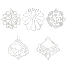 SUPERFINDINGS 30Pcs 5 Style Opaque Acrylic Pendants, Imitation Shell, Hollow, Mixed Shapes