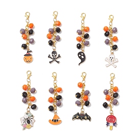 8 шт. подвесные украшения из стекла и эмали на Хэллоуин, Сплав с застежками когтя омара, разнообразные