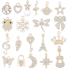 40шт. 20 стили подвесок из сплава со стразами