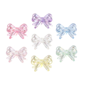 Transparent Plastic Beads, Bowknot, AB Color Plated