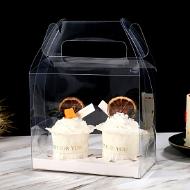 Foldable Transparent PET Cupcakes Boxes, Portable Bakery Boxes, Rectangle