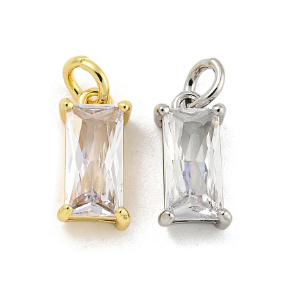 Латунные микропаве прозрачные кубические циркониевые подвески, прямоугольник амулеты