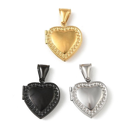 316 подвески из нержавеющей стали Locket, с 304 защелкивающимися дужками из нержавеющей стали, подвесками-рамками для фотографий из нержавеющей стали, ионное покрытие (ip), сердце прелести