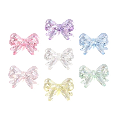 Transparent Plastic Beads, Bowknot, AB Color Plated