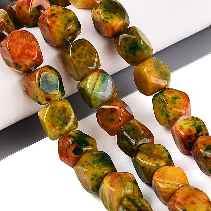 Natural Multi-Color Agate Beads Strands, Nuggets, Dyed & Heated
