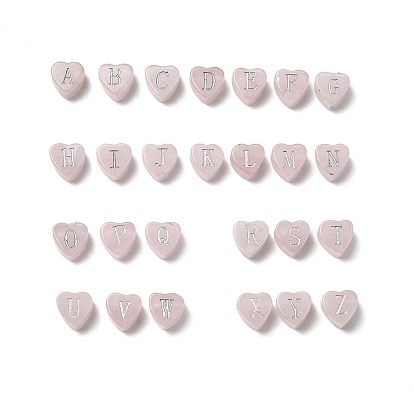 Природного розового кварца бусы, сердце с письмом