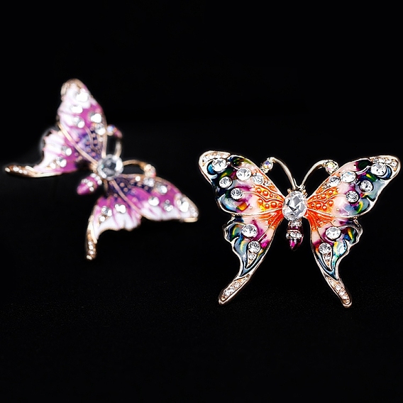 Сплав эмали броши, со стразами, бабочка