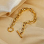 Bracelet à maillons ovales en acier inoxydable plaqué or avec breloque trombone pour femme