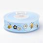 Polyester Grosgrain Ribbons, Bees and Flower, Printed