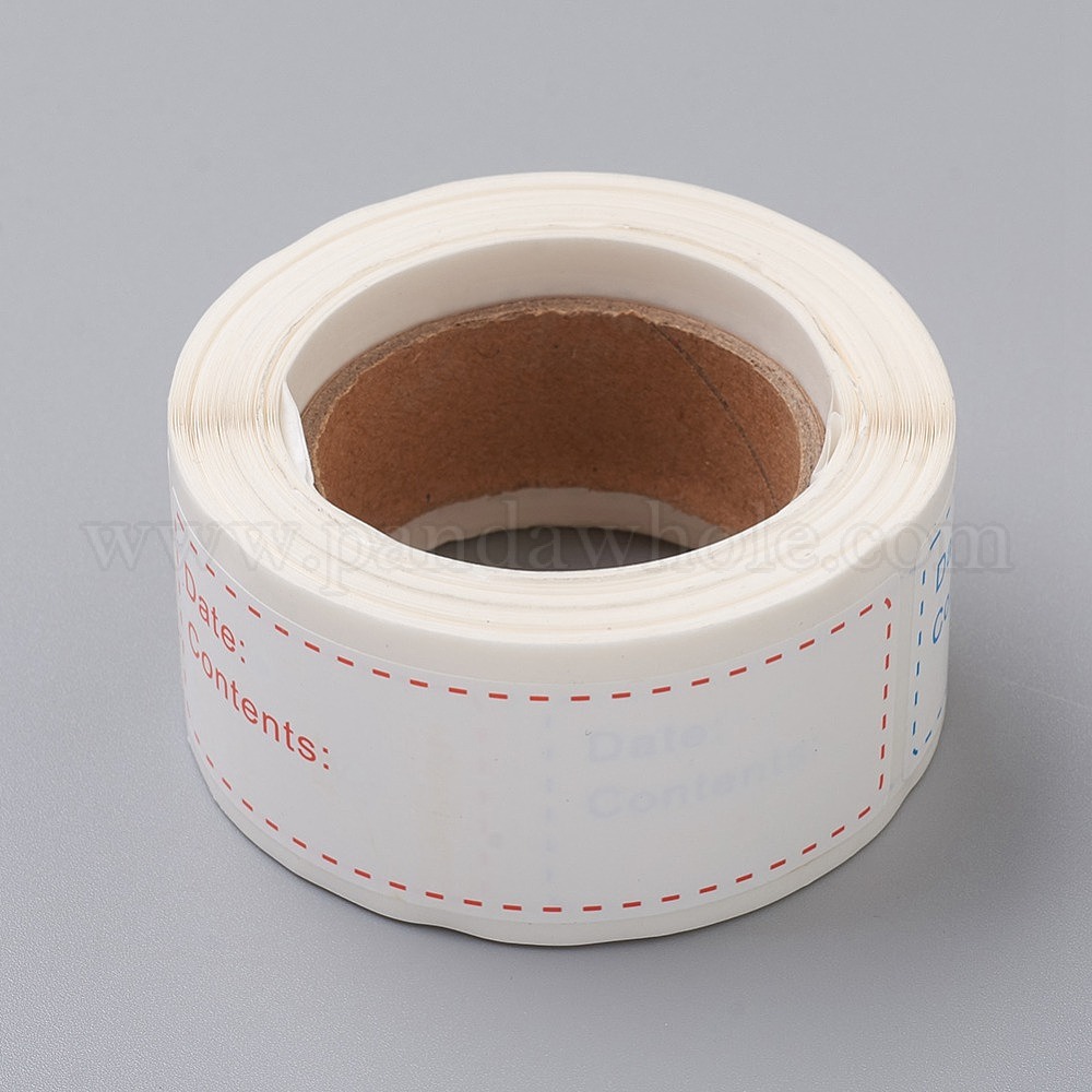 Self-Adhesive Kraft Paper Gift Tag Stickers, Adhesive Labels, Rectangle  with Word Date & Contents