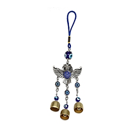 Evil Eye Glass Pendant Decorations, Alloy Butterfly & Owl for Home Bedroom Hanging Decorations