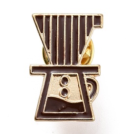 Coffee Maker Enamel Pin, Light Gold Plated Alloy Badge for Backpack Clothes