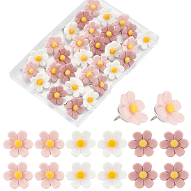 30шт 3цвета цветок смола канцелярские кнопки, с платиновым тон железа контактный