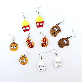 Серьги-подвески из смолы в виде десерта, платина