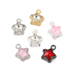 Rack Plating Alloy Rhinestone Pendants, Cadmium Free & Lead Free, Star