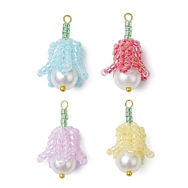 Perles de rocaille breloques en perles, avec perles nacrées en verre, pendentif muguet