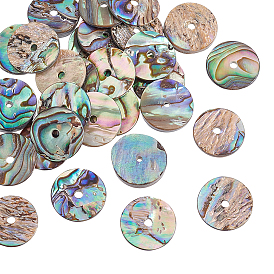 AHADERMAKER 30Pcs Natural Paua Shell/Abalone Shell Beads, Heishi Beads, Flat Round/Disc