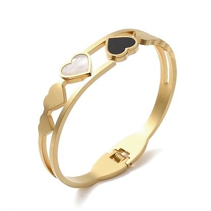 304 браслеты в форме сердца из эмали из нержавеющей стали, полые браслеты с ракушкой для женщин