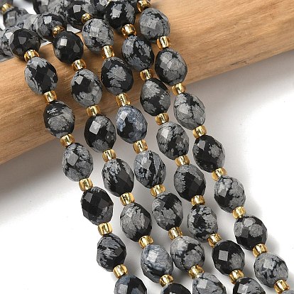 Природные снежинка обсидиан бисер нитей, граненые, рис, с бисером