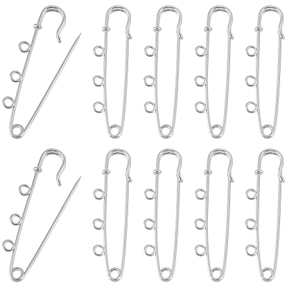 30Pcs Iron Brooch Findings, with Loops, Kilt Pins