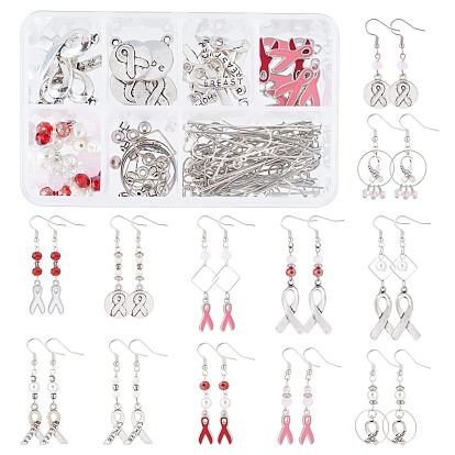 168Pcs Alloy Enamel Pendants & Synthetic Turquoise Beads & Glass Beads & Brass Linking Rings, Brass Open Jump Rings & Brass Earring Hooks