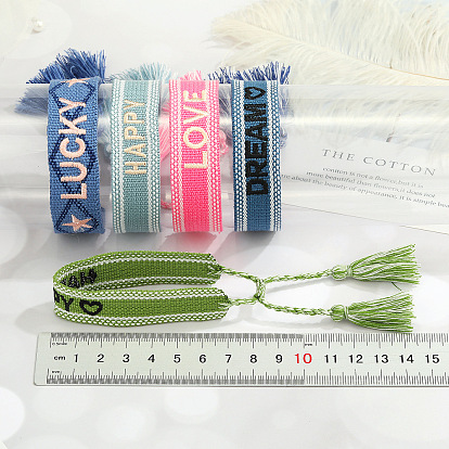 Embroidered Tassel Bracelet with Personalized Alphabet Design - Fashionable Couple's Wristband in Multiple Styles