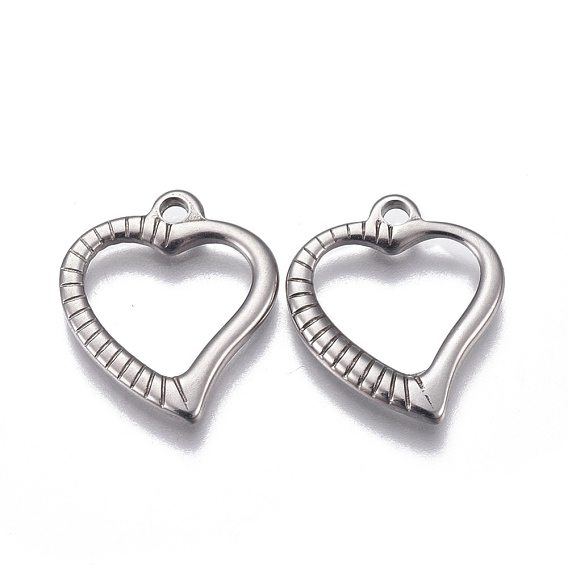 201 Stainless Steel Open Heart Pendants, Hollow